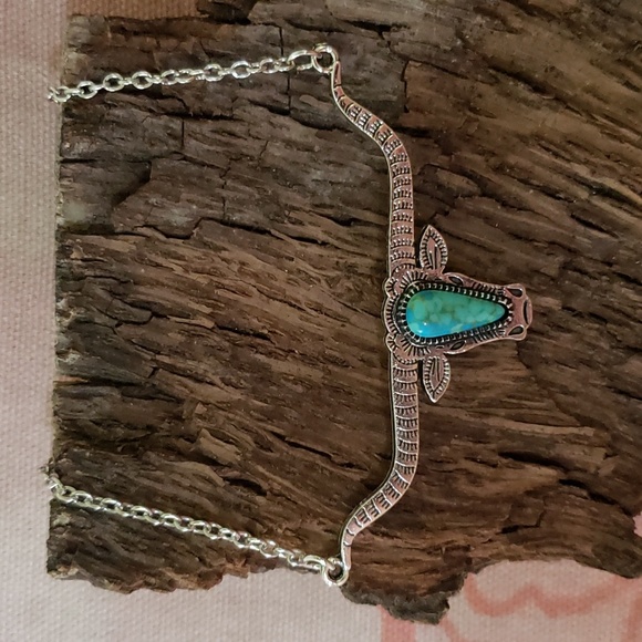 Longhorn Necklace Western Country Cowgirl Steer Head Cow Head Bull Head Vaquera - Picture 3 of 13